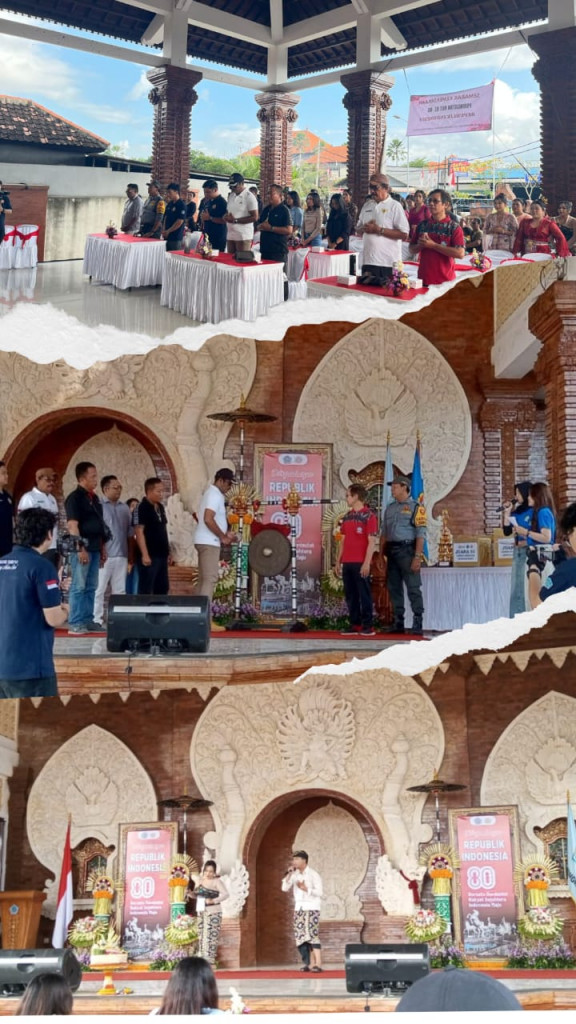 PEMBUKAAN HUT RI KE 80 DI DESA MENGWITANI DENGAN MENGADAKAN LOMBA KARAOKE BERPASANGAN YANG DIBUKA LAGSUNG OLEH BAPAK PERBEKEL MENGWITANI BESERTA KETUA BPD DESA MENGWITANI